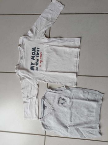 Haut manches longues blanc kiabi 3 ans et pull gris sans manches serjent major 3 ans garçon