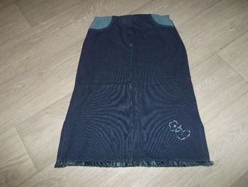 Jupe mi longue style jean bleu et turquoise strass 38/40 TBE