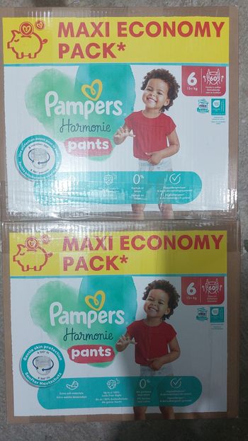 Couche pampers taille 6 pants harmonie 60couche par carton soit 120couche pour 40euro