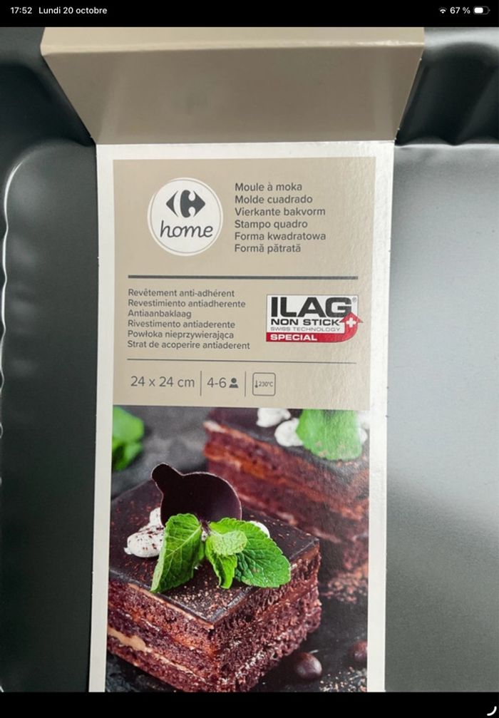 Moule à moka 24x24cm Carrefour Home gris neuf - photo numéro 4