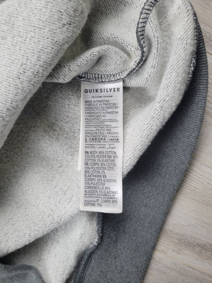 Sweat à capuche Quiksilver gris épais – Zippé – Taille S (taille grand) - photo numéro 7