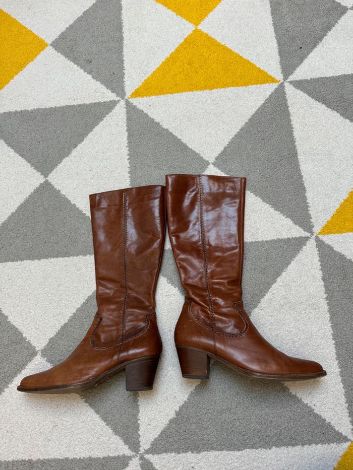 Bottes à talons en cuir Minelli Taille 39 - photo numéro 5
