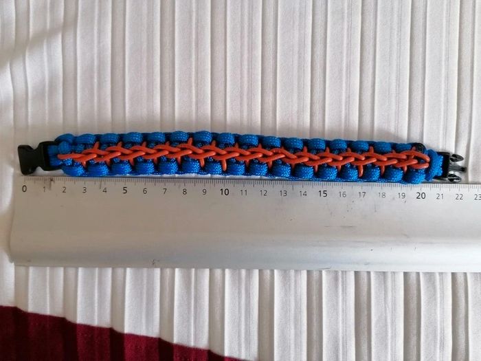 Bracelet en corde et cuir fermeture avec clip - photo numéro 2