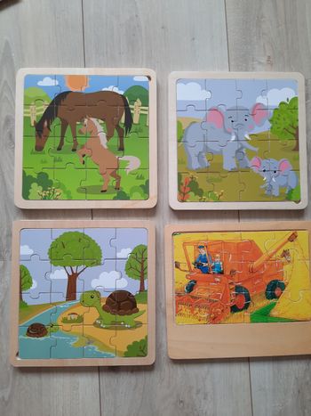 Lot de 4 puzzles en bois à partie de 3 ans