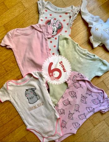 💖 lot de 5 bodies fille en 6 mois (Manches Courtes) - Disney, Tex, Orchestra