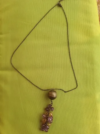 Collier femme doré avec pendentif avec perles