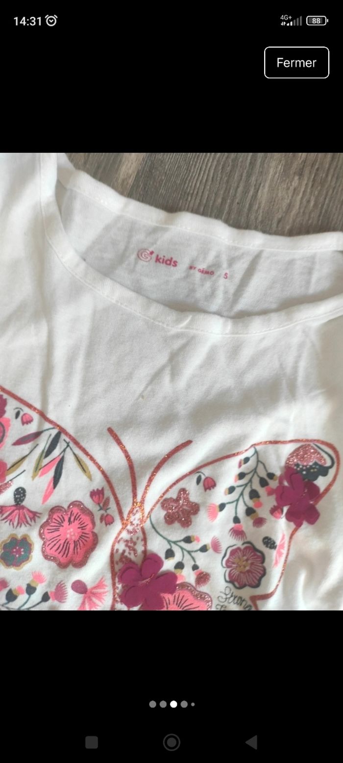 Lot vêtements fille avec legging de sport et t-shirt ou pull fin imprimé papillon - photo numéro 3