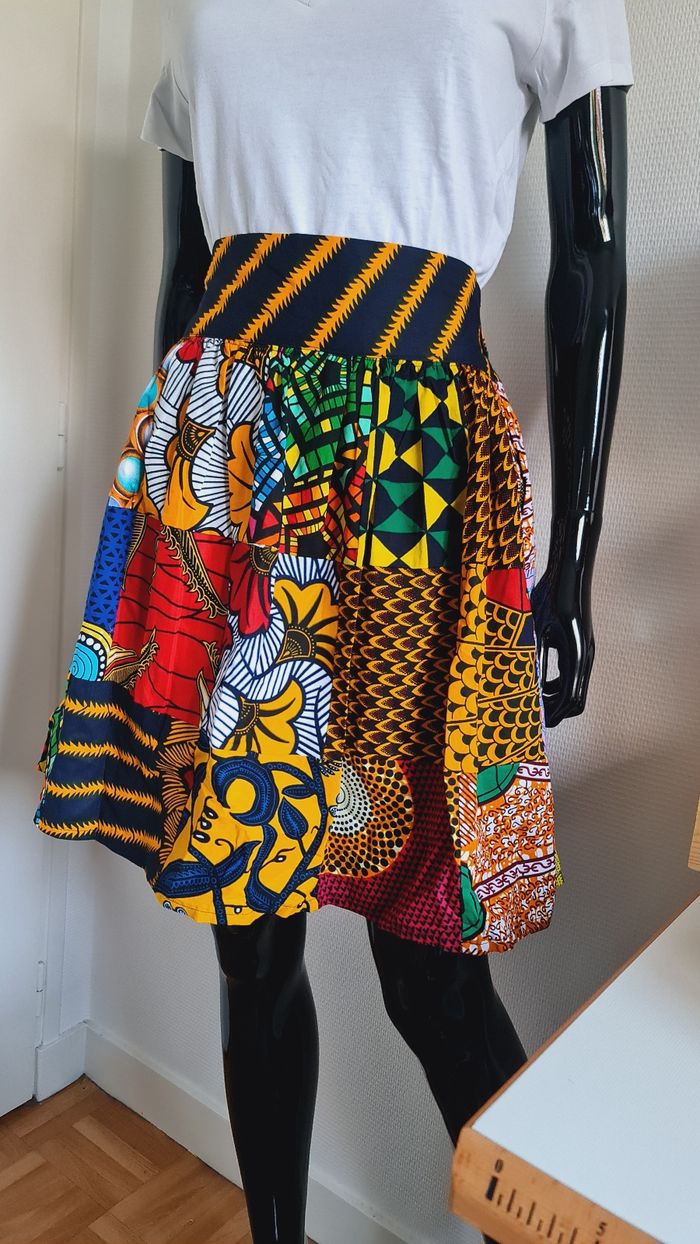 Jupe courte wax patchwork - photo numéro 4
