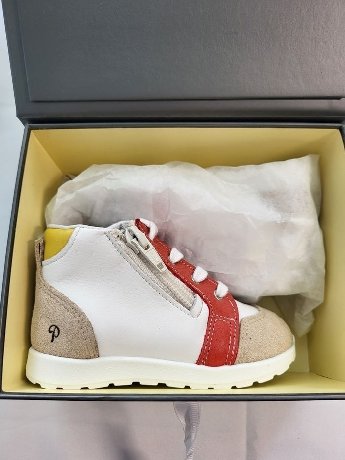 Chaussures basket garçon en cuir blanc Point 21 Made in France 🇨🇵 - photo numéro 2