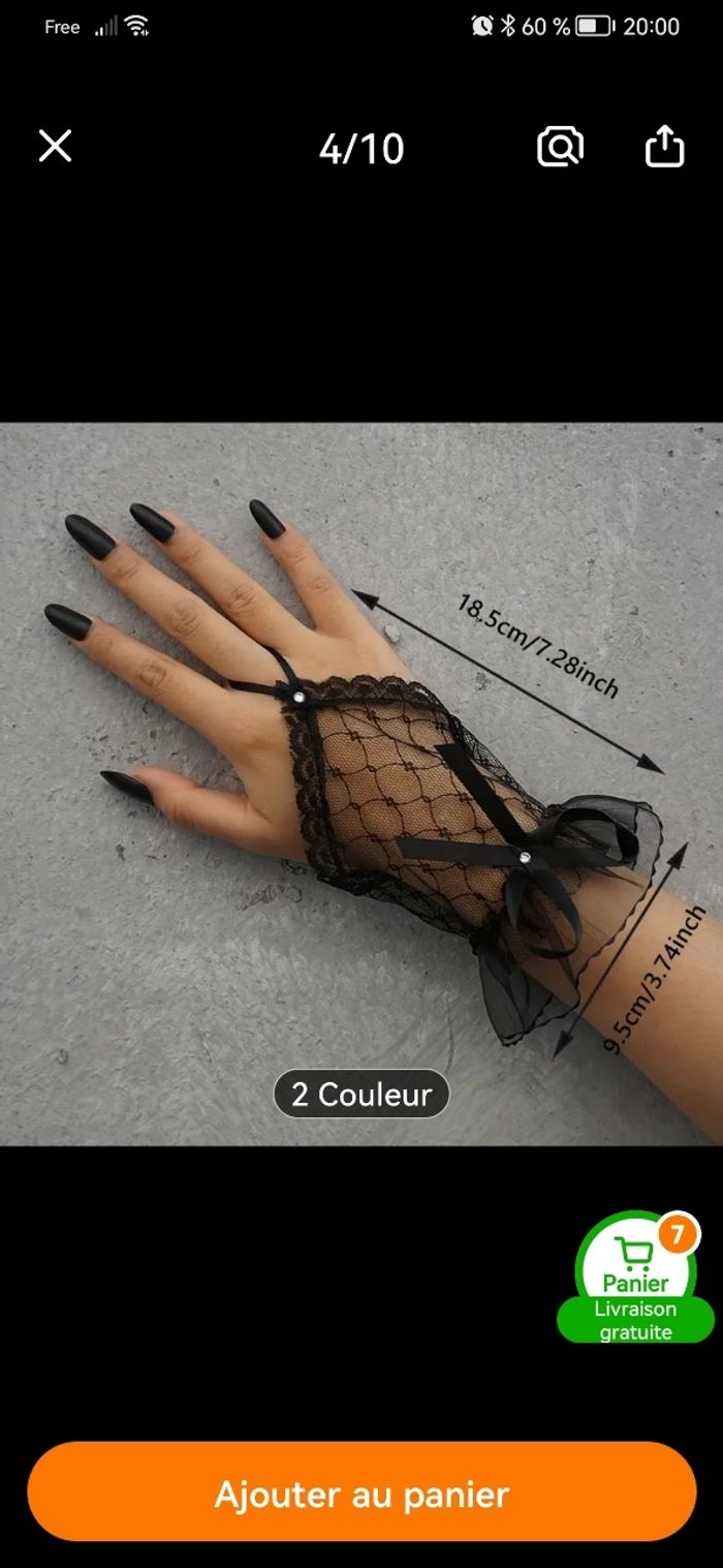 Paire de mitaine resille dentelle neuf - photo numéro 2