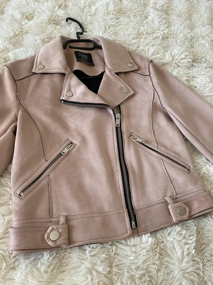 Perfecto rose poudré en daim taille 34 - photo numéro 2