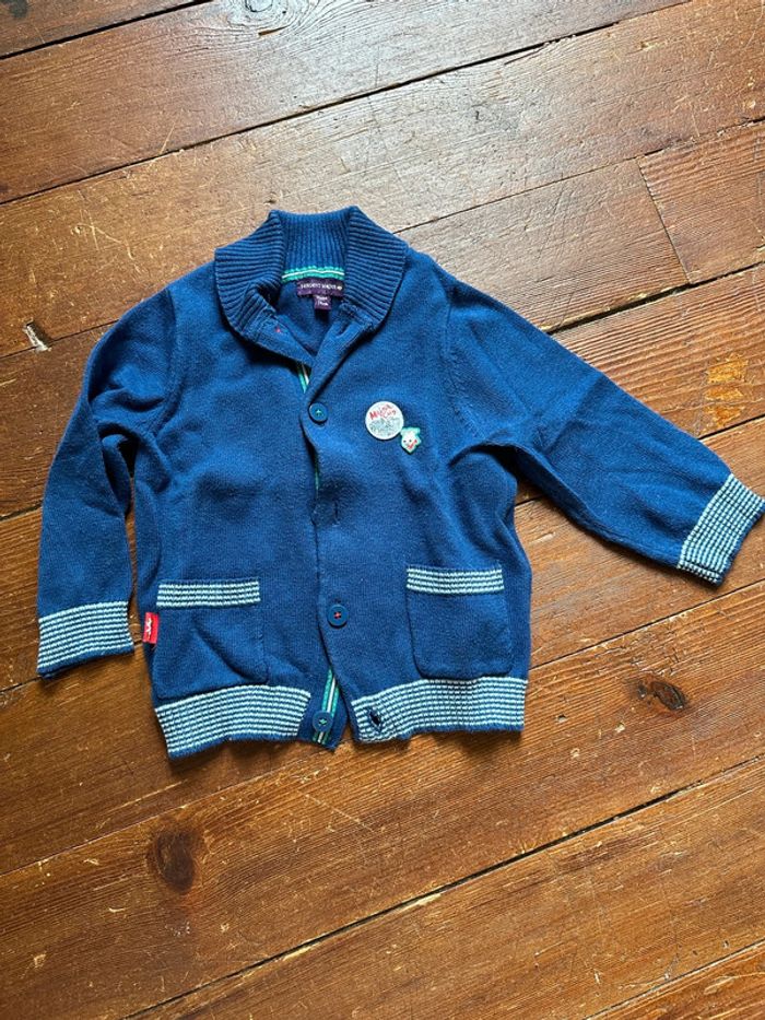 Gilet Sergent Major bleu col châle 12 mois