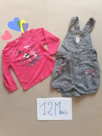 Ensemble T-Shirt et Salopette 12 Mois