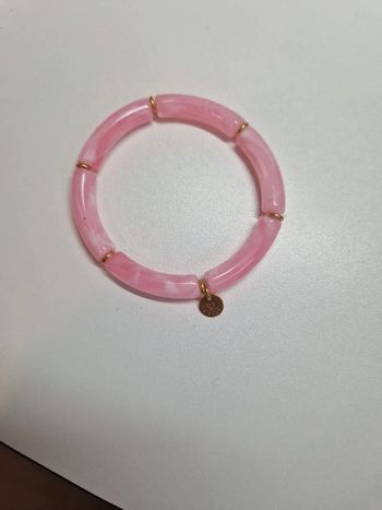 Bracelet résine rose et acier doré Neuf