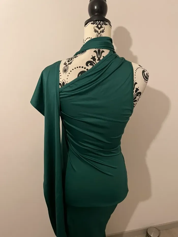 Robe de soirée asymétrique ZAFUL - Neuf - Vert émeraude - Taille M - photo numéro 5
