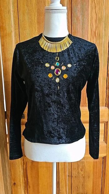 Destockage hiver vintage y2k noir velours avec pierres