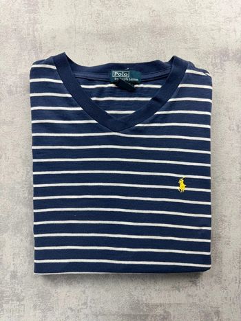 T-shirt Ralph Lauren rayé - taille S - col V - Bleu