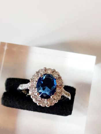 Bague argent 925 avec Zircon et sa pierre bleu Saphir 