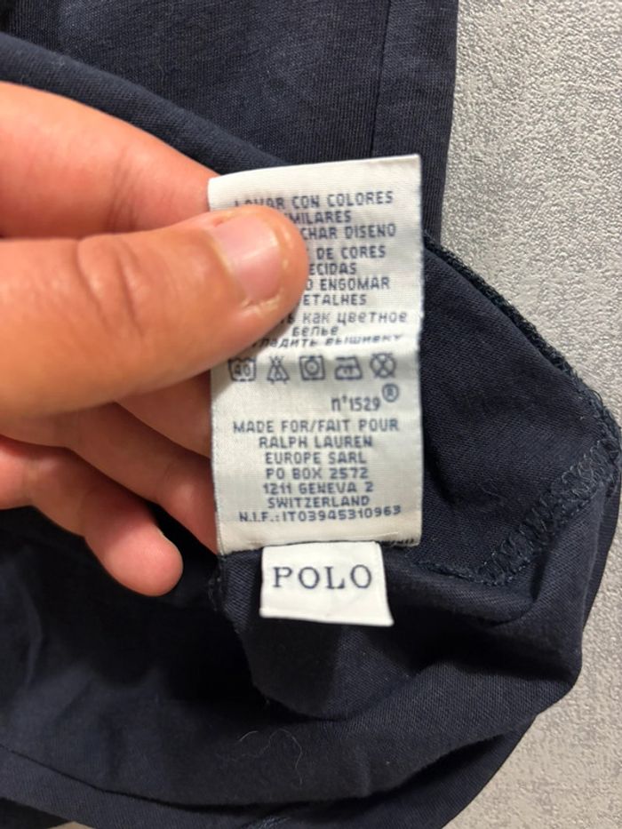T-shirt manche longue Ralph Lauren Bleu marine logo brodé rouge Taille M - photo numéro 7
