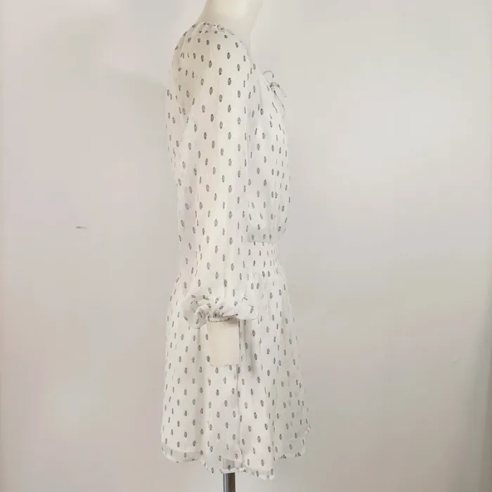 Robe Abercrombie & Fitch blanche à motifs - Taille XS - Style bohème chic A662 - photo numéro 7