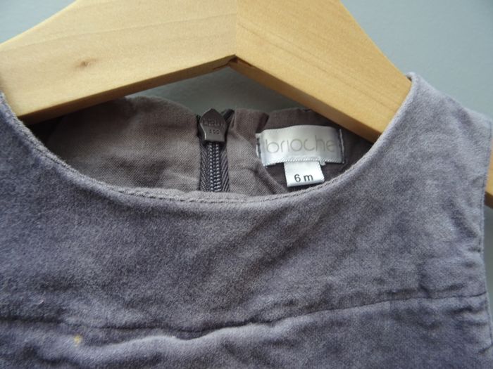 Robe chasuble en velours gris 6 mois - photo numéro 2