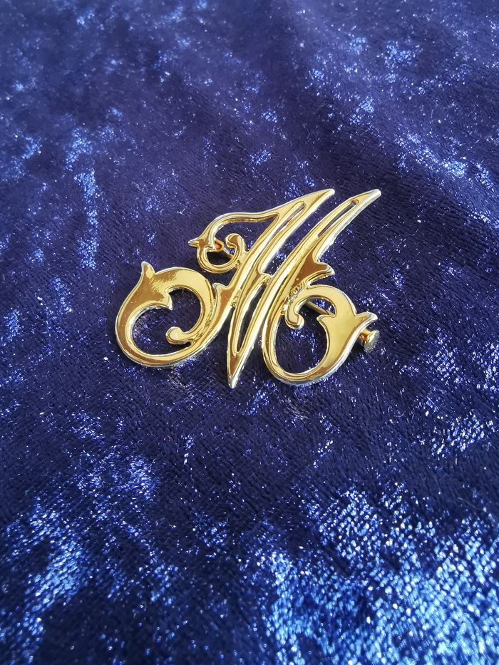 Broche monogramme vintage lettre M italique - photo numéro 3