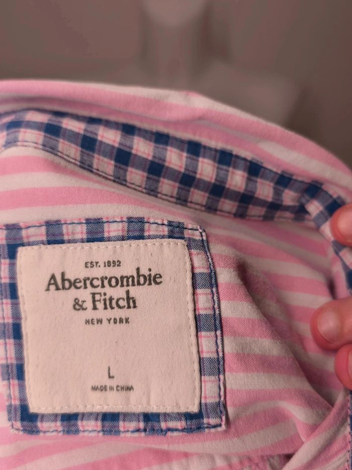 Chemise Abercrombie & Fitch Femme Taille L Rose Rayé - photo numéro 6