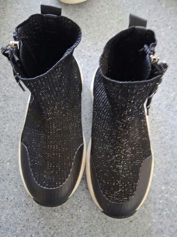 Bottines tissu Noir pailleté " P- 28"