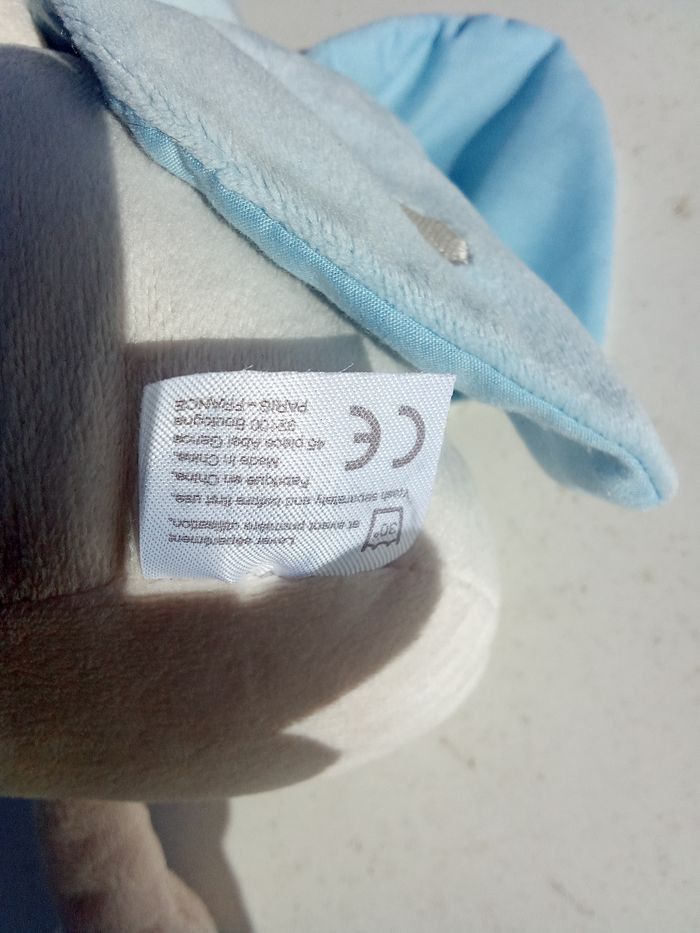 Gros doudou, peluche coccinelle bleu ciel, beige marque aderma - photo numéro 3