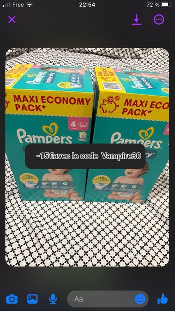2 carton de couche Pampers taille 4