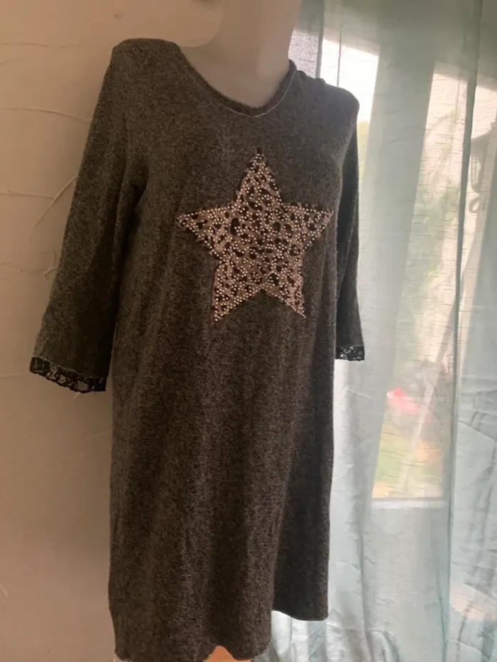 Robe col V grise taille 38 manches Longues - photo numéro 6