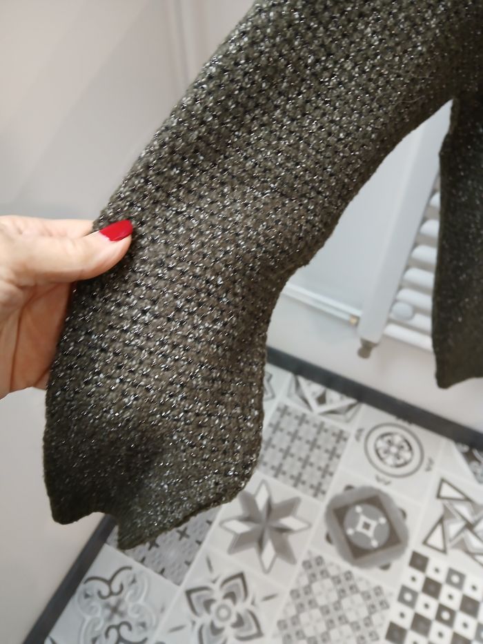 Pull femme hiver kaki avec fil argent - photo numéro 3