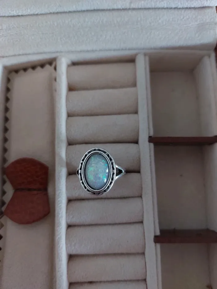 Bague fantaisie pierre imitation blanc