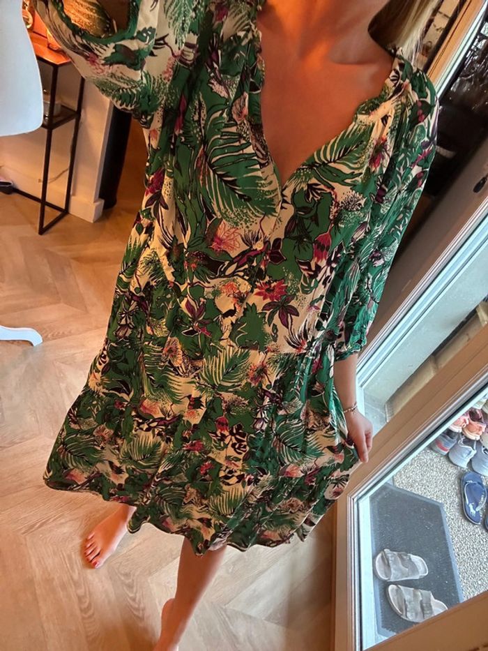 Robe imprimé fleuri végétal vert – T.42 IKKS - photo numéro 3