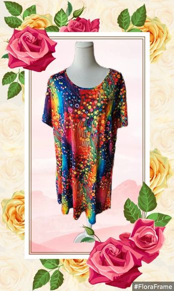 Robe satinee fleurie multicolore, Sans marque, taille 3 XL (52)