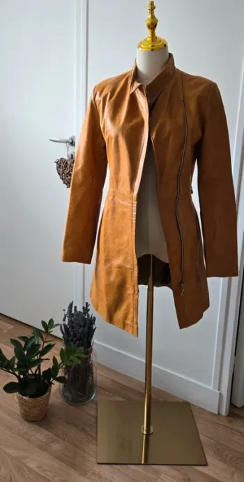 Veste en cuir de Vachette Camel taille 2 fabriquée en France🇨🇵