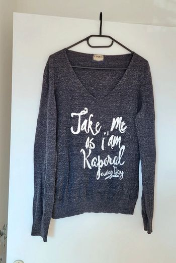 Pull décolleté gris foncé Kaporal Taille L Neuf