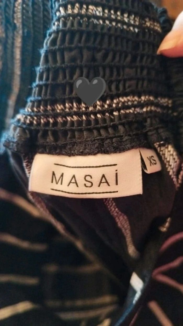 Pantalon large à rayures élastique 2 poches XS y2k - photo numéro 5