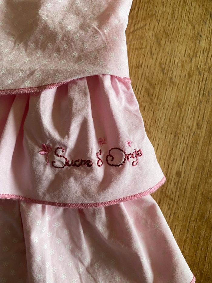 Superbe robe rose à volants manches longues sucre d orge 6 mois - photo numéro 2