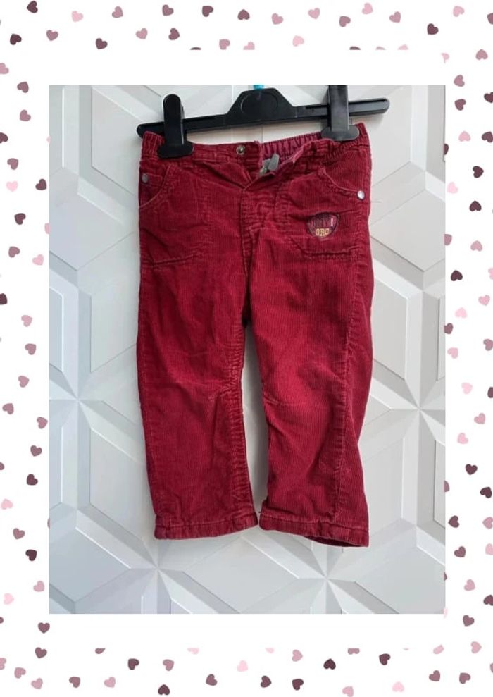 Pantalon en velours bordeaux orchestra 18 mois