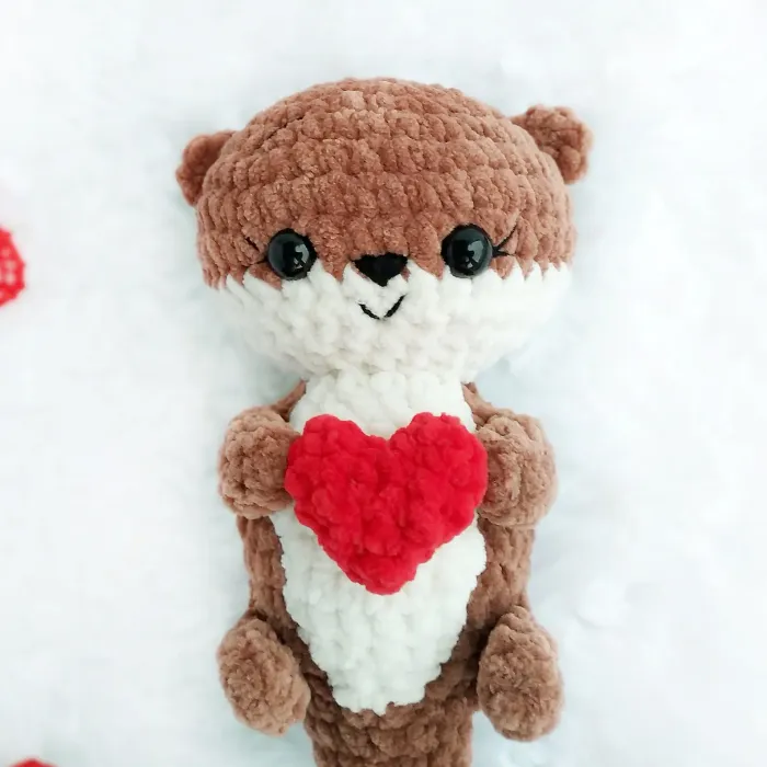 🦦 Loutre Cœur au crochet – Fait main avec amour 🧶❤️