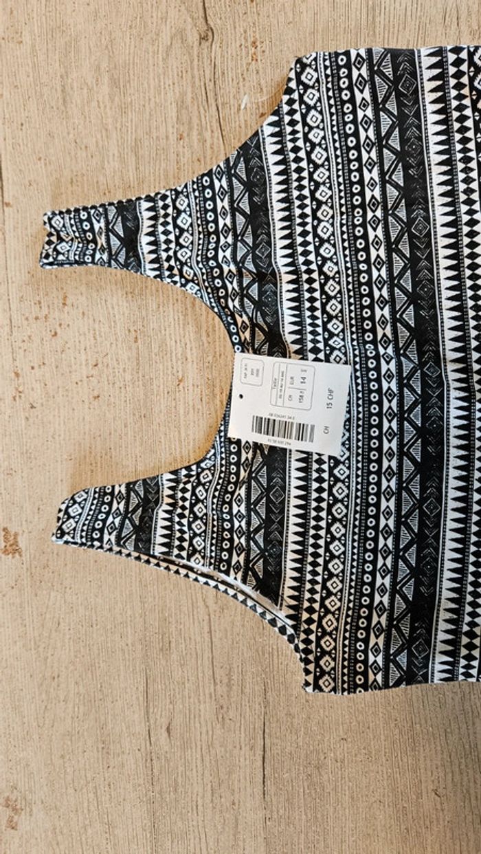 Robe bain de soleil à bretelles, noire à motifs blancs, La Halle, 14 ans, neuve - photo numéro 6