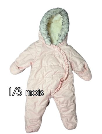 Combipilote doublée avec volants rose naissance rose