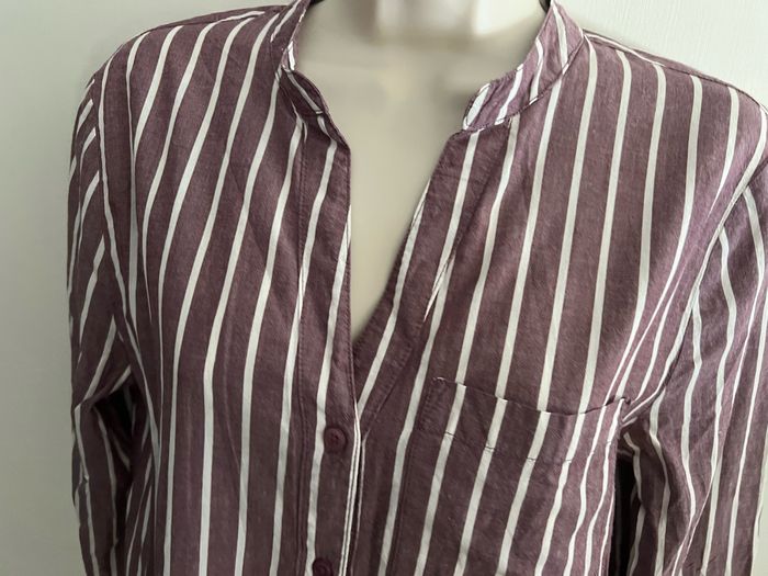 Chemise ichi taille 38 rayures prune blanche - photo numéro 5