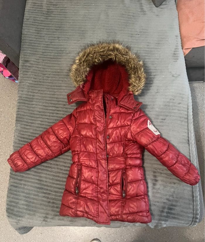 Manteau rouge délavé  4 ans fille