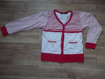 Cardigan sweat blanc et rouge TCF 138 cm (SW2)