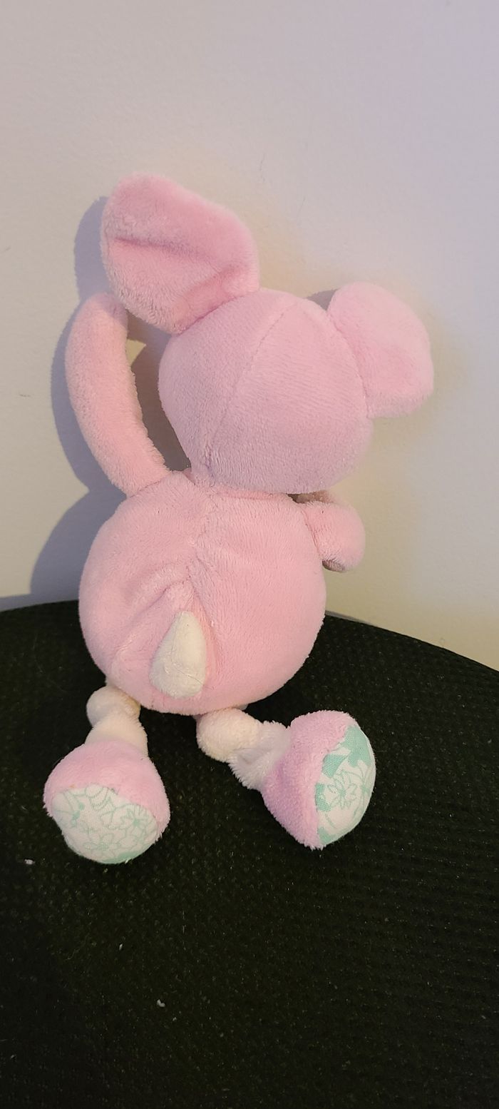 Doudou Lapin Rose Broderie Trèfle 20 cm Tex - photo numéro 2