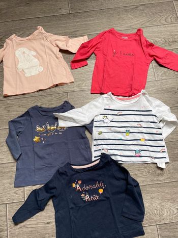 Lot 5 Tshirt manches longues In extenso 6 mois