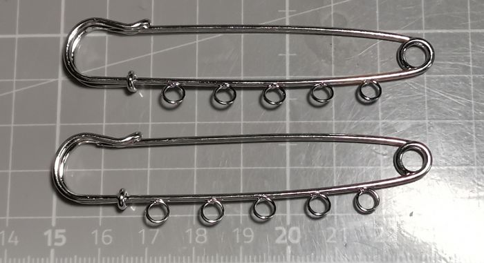 2 x supports broches 8 cm 5 anneaux en métal argenté - photo numéro 3