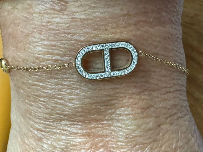 Bracelet chaîne réglable CD cristaux neuf acier inoxydable or - photo numéro 4